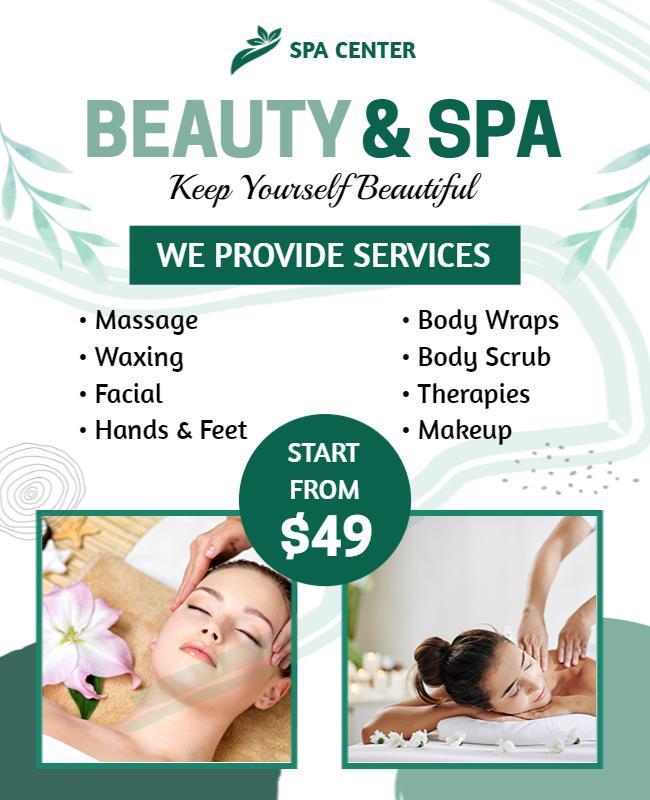 Apple Green and Acapulco Spa Beauty Flyer Template