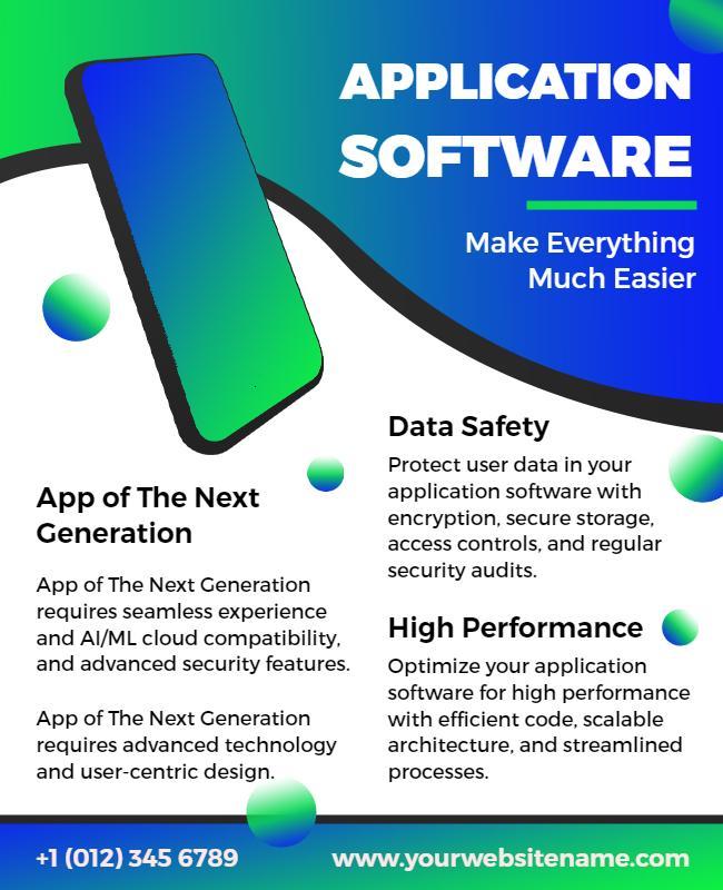 Application Software Features and Benefits Flyer Template