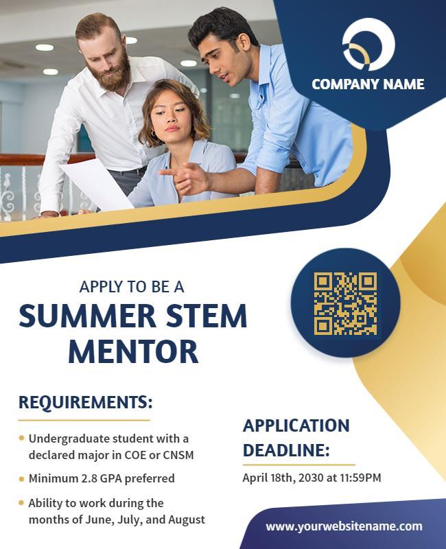 Apply to Be a Summer Stem Mentor Flyer Template