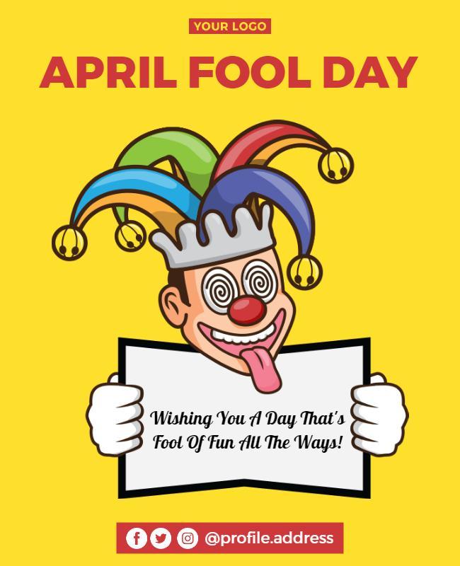 Playful Yellow April Fool's Day Celebration Flyer Template