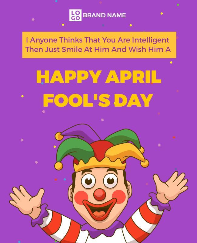 Colorful Playful Clown April Fool's Day Celebration Flyer Template