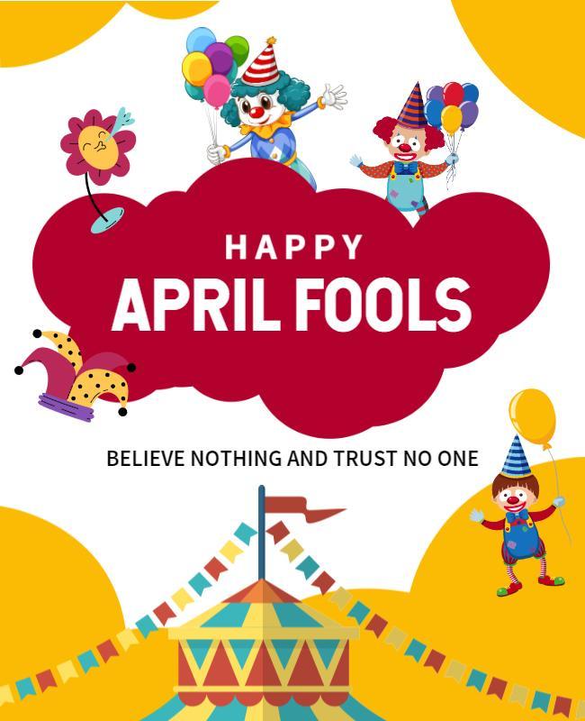 April Fools Day Clown Theme Celebration Flyer Template