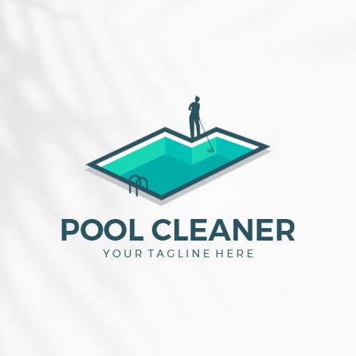 Aqua Blue Pool Design Enhancing Your Cleaning Service Logo Template