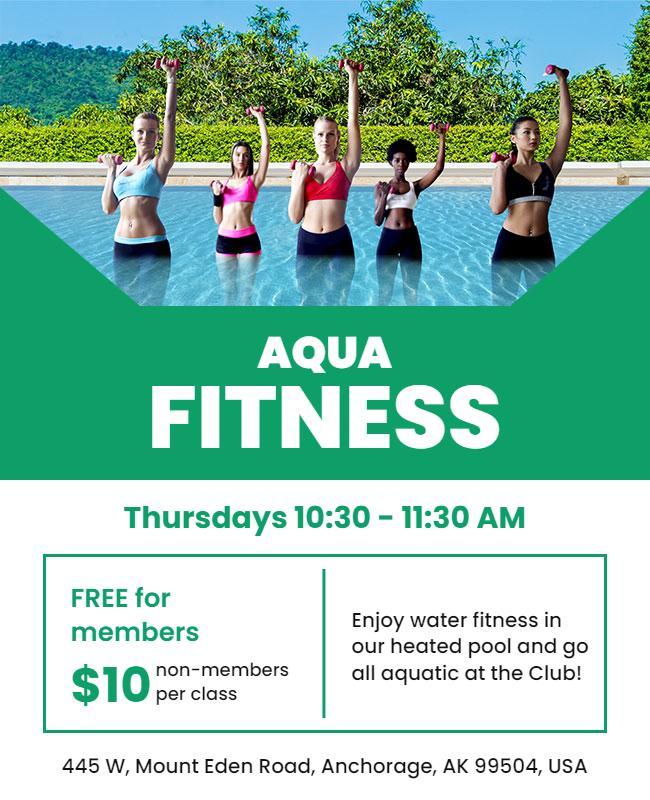 Aqua Fitness Class Promotional Flyer Template