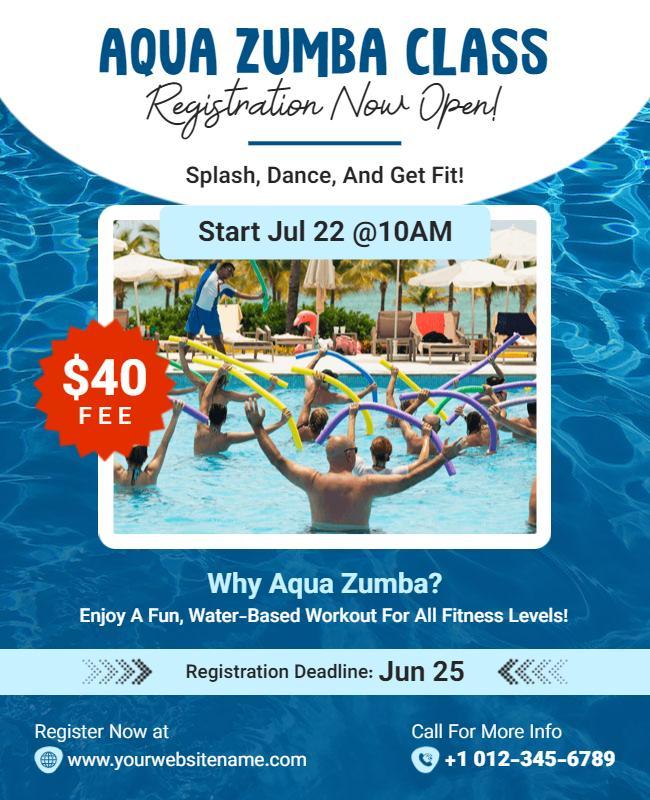 Aqua Zumba Fitness Class Promotional Flyer Template