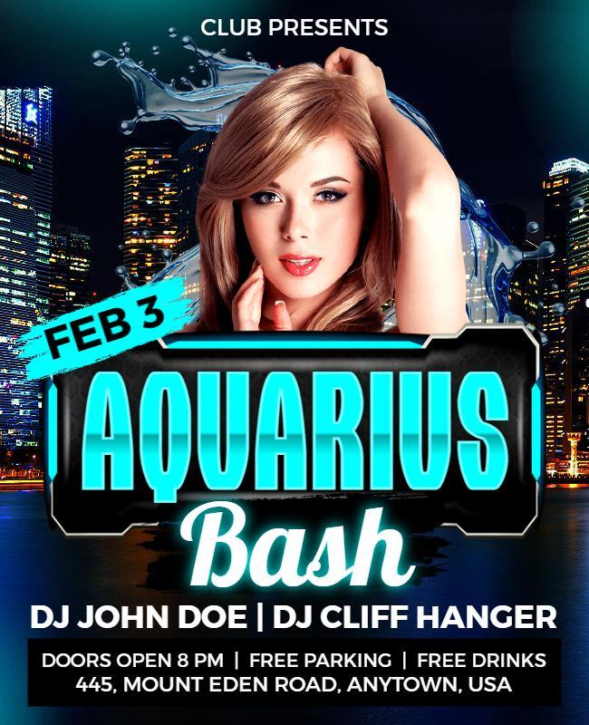 Aquarius Bash Club Event Flyer Template