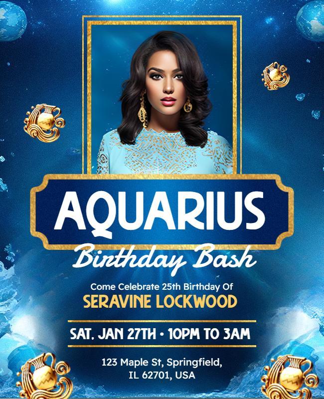 Aquarius Birthday Bash Flyer Template