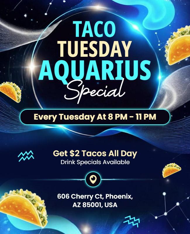 Aquarius Special Taco Tuesday Offer Flyer Template