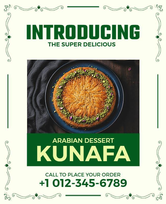 Arabian Dessert Kunafa Introduction Flyer Template