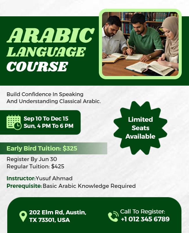 Arabic Language Course Flyer Template