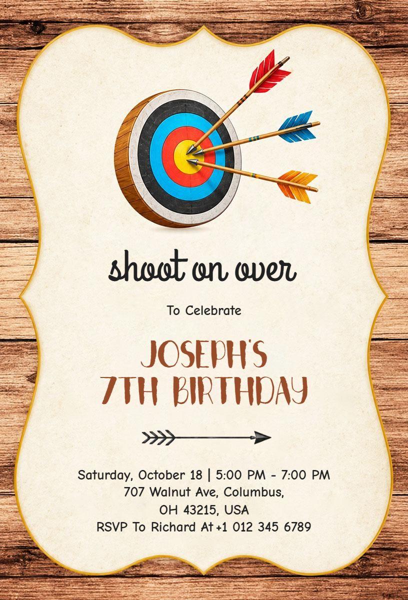 Archery Themed Birthday Party Invitation Template