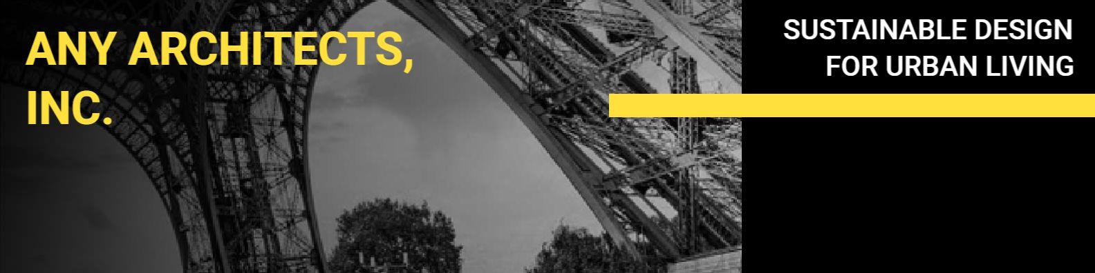 Architectural Sustainability Focus with Eiffel Tower Visual LinkedIn Banner Template