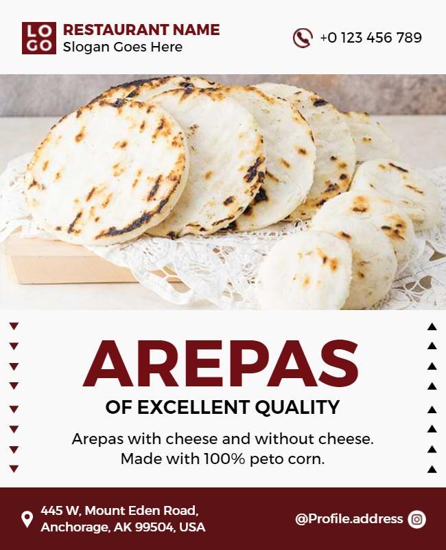 Arepas Restaurant Promotional Flyer Template