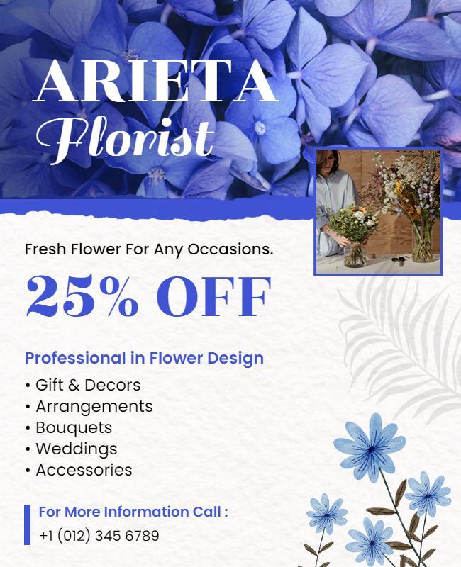 Arieta Florist Flower Design Discount Flyer Template