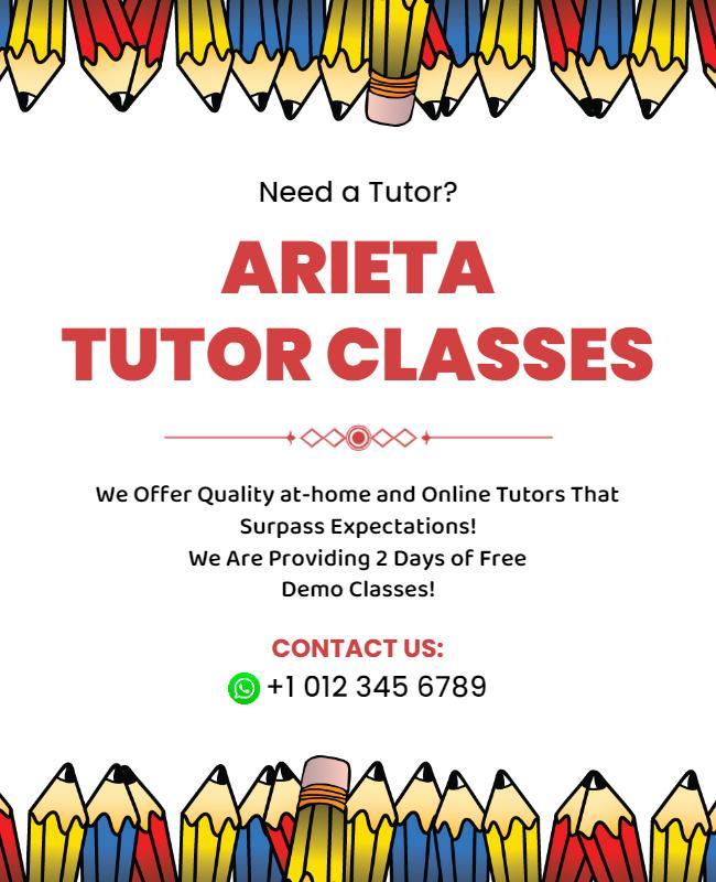 Arieta Tutor Classes Promotional Flyer Template