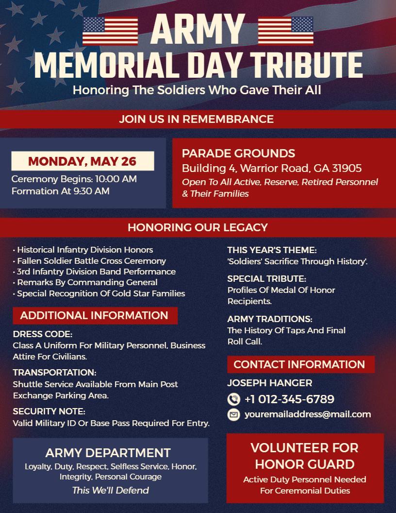 Army Remembrance Memorial Day Branch-Specific Flyer Template