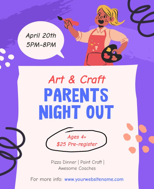 Art and Craft Parents Night Out Flyer Template