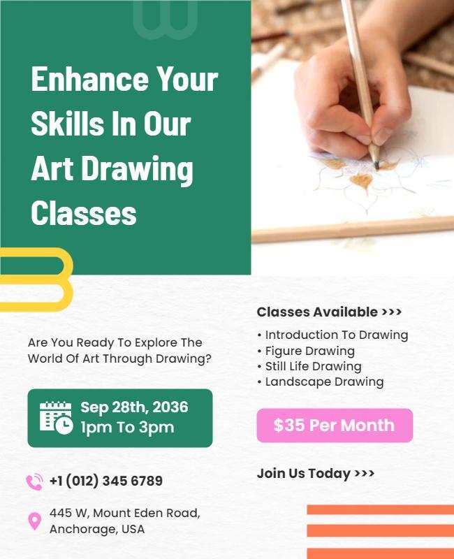 Art Drawing Classes Promotional Flyer Template