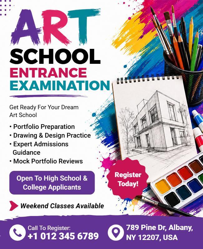 Art School Entrance Examination Flyer Template