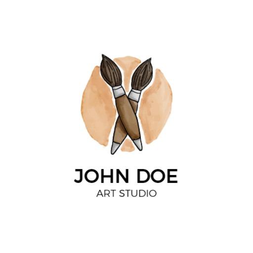 Art Studio Featuring Elegant Watercolor Paint Brushes Logo Template