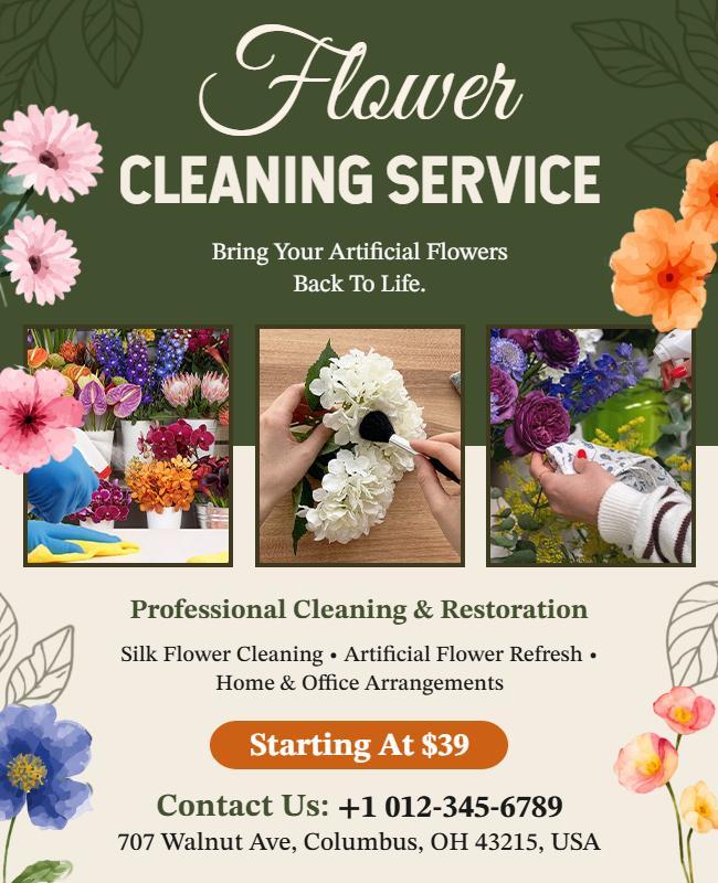Artificial Flower Cleaning Service Flyer Template