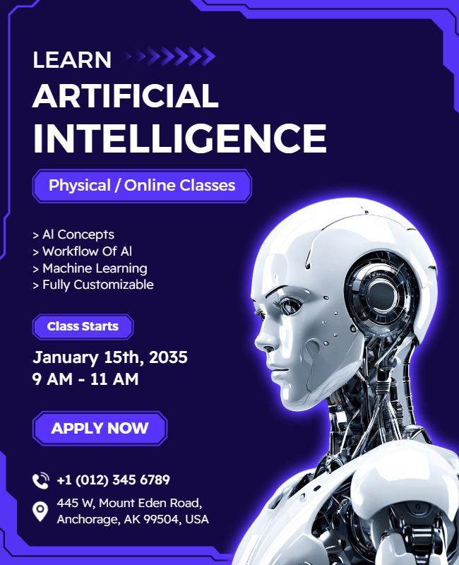 Artificial Intelligence Learning Classes Flyer Template