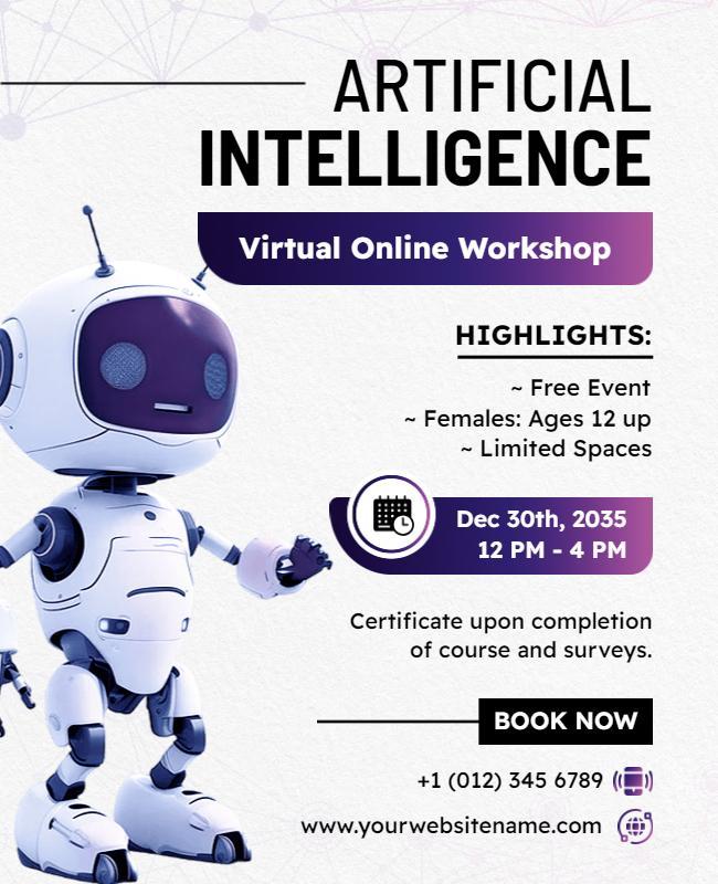 Artificial Intelligence Online Workshop Flyer Template