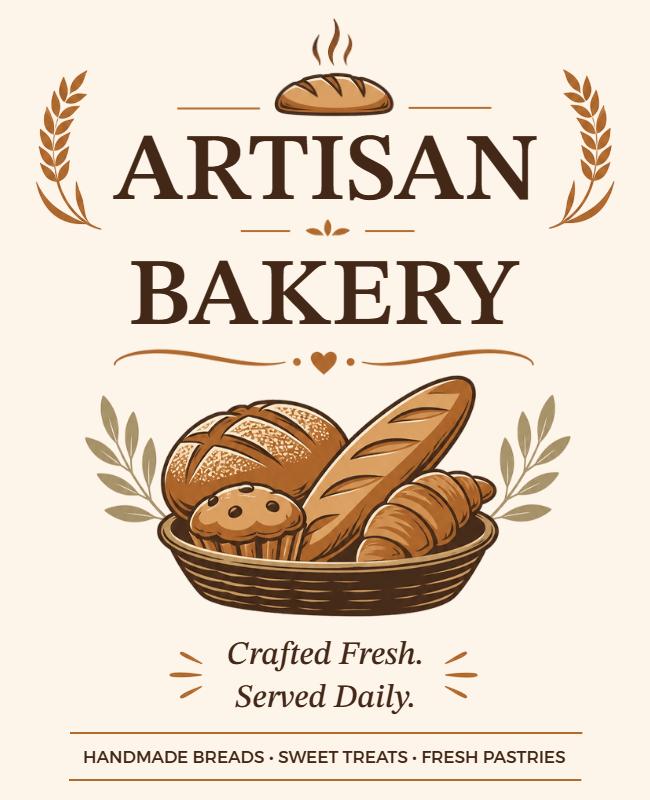 Artisan Bakery Fresh Breads Poster Template