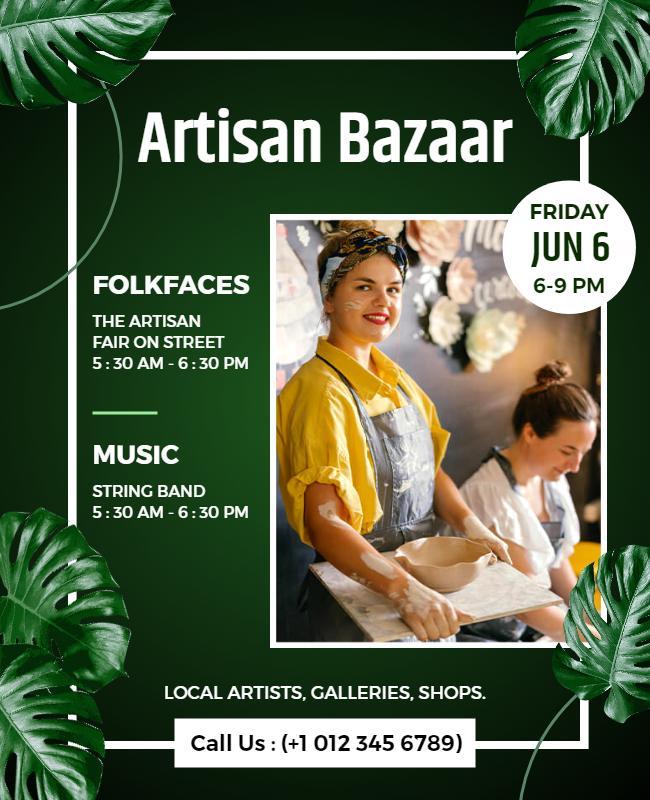 Artisan Bazaar Event with Live Music Flyer Template