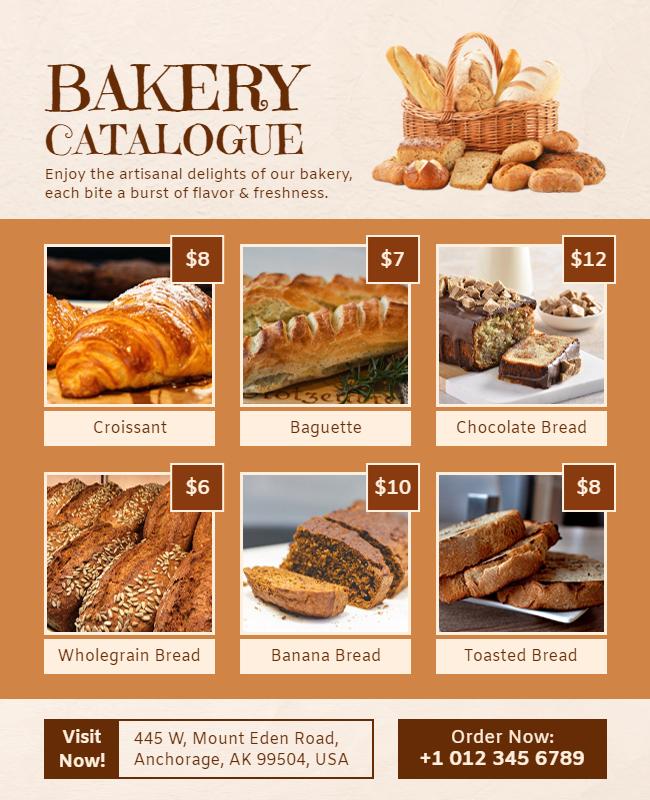 Artisan Creamy Bakery Products Catalogue Flyer Template