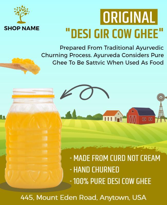 Artisan Desi Cow Ghee Promotion Flyer Template