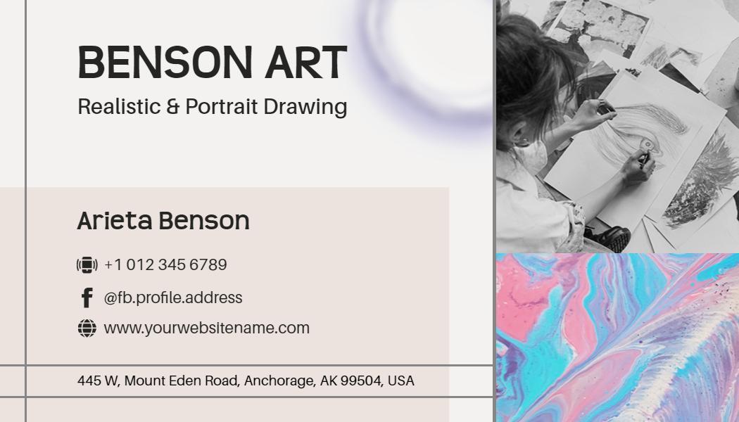 Artistic Abstract Blend of Colors for Portrait Drawing Business Card Template