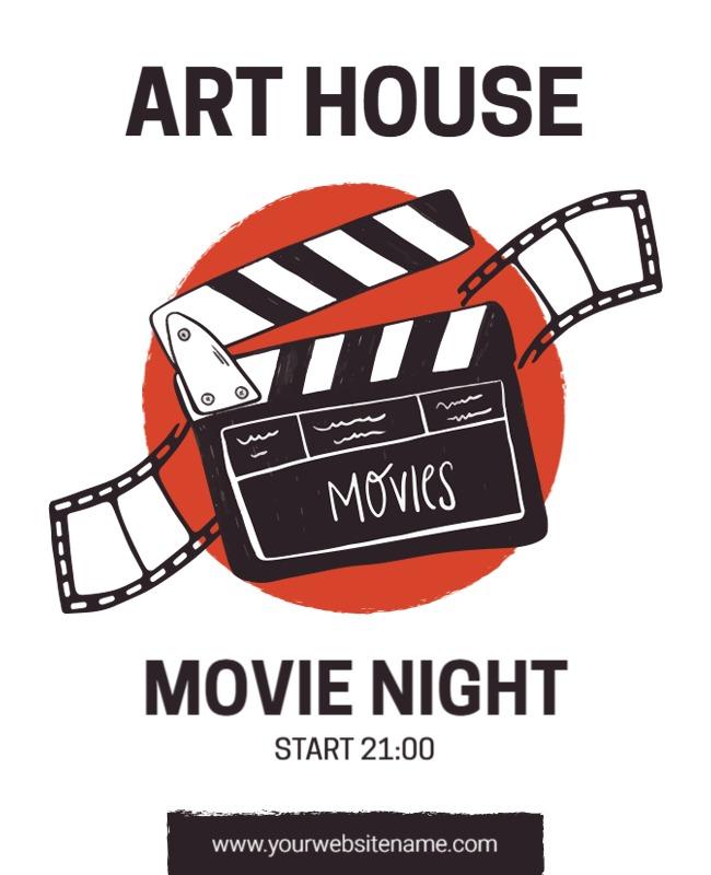 Artistic Black and Orange Movie Night Event Poster Template