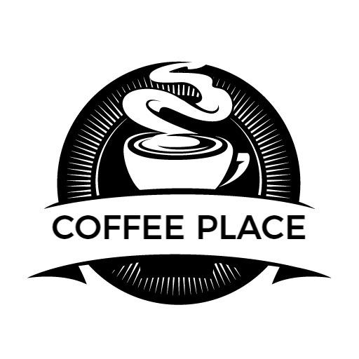 Artistic Black and White Coffee Cup Design for Your Coffee Place Logo Template