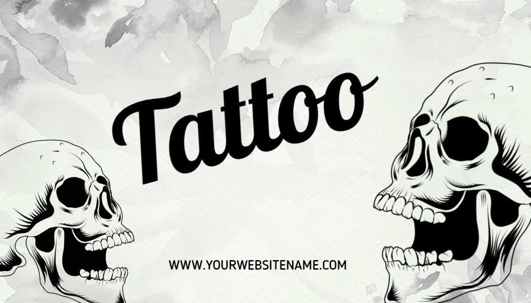 Artistic Black and White Skull Tattoo Studio Business Card Template