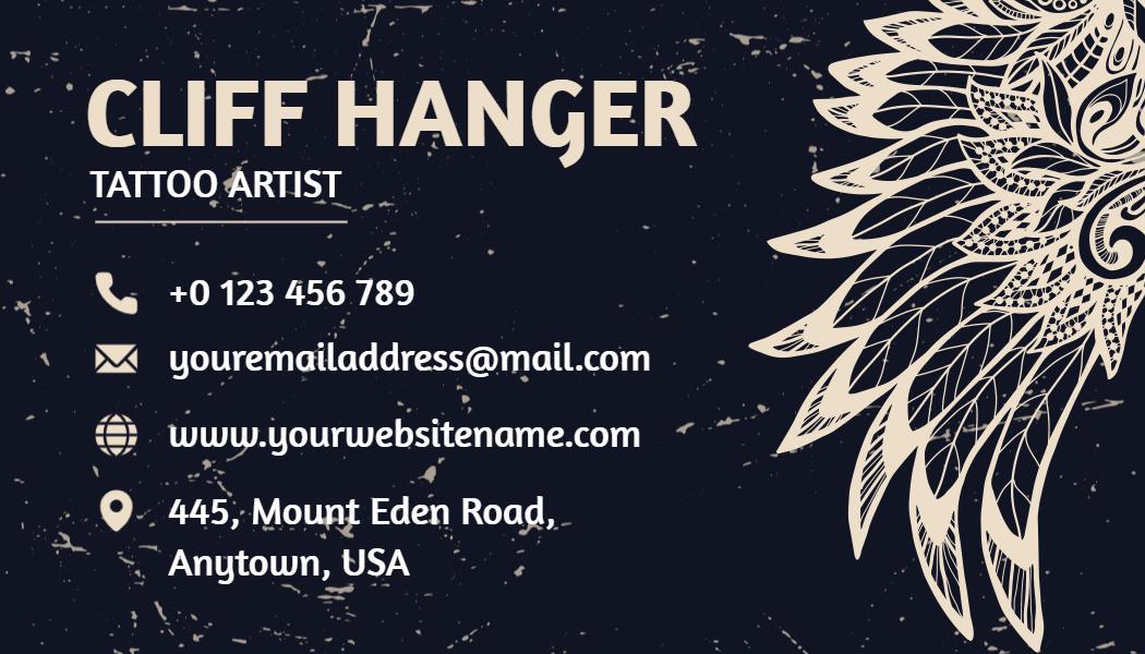 Artistic Black and White Tattoo Artist Business Card Template