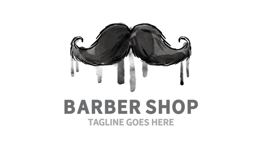 Artistic Black Mustache Design for Barber Shop Business Card Template