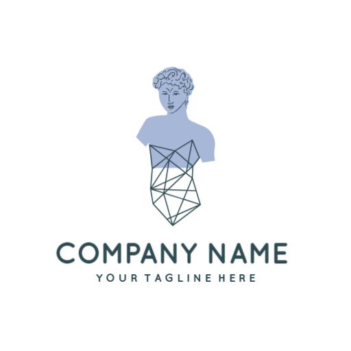 Artistic Blue Sculpture Design Showcasing Abstract Aesthetics Logo Template