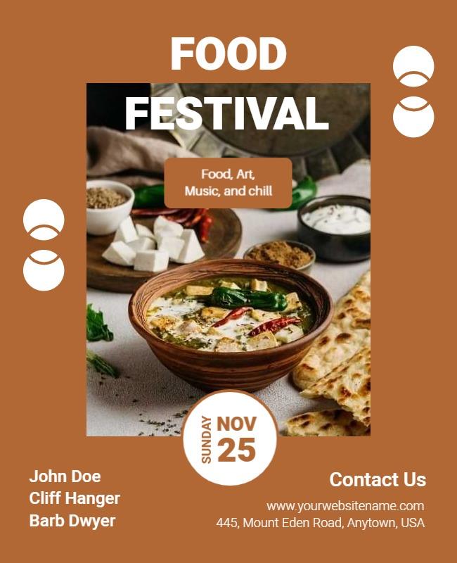 Artistic Brown Food Festival Celebration Poster Template