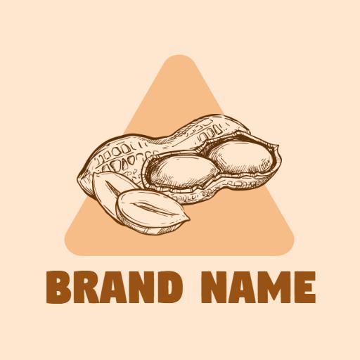 Artistic Brown Peanut Illustration on Light Background Logo Template