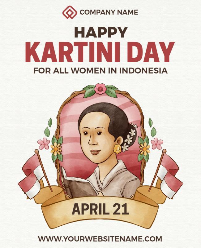 Artistic Celebration of Women's Empowerment for Kartini Day Flyer Template