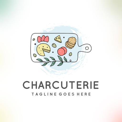 Artistic Charcuterie Board with Delicious Ingredients Logo Template