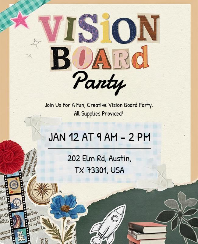 Artistic Collage Vision Board Gathering Flyer Template