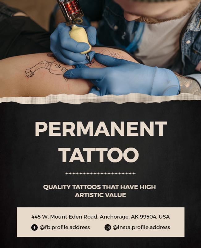 Artistic Craftsmanship Permanent Tattoo Studio Poster Template