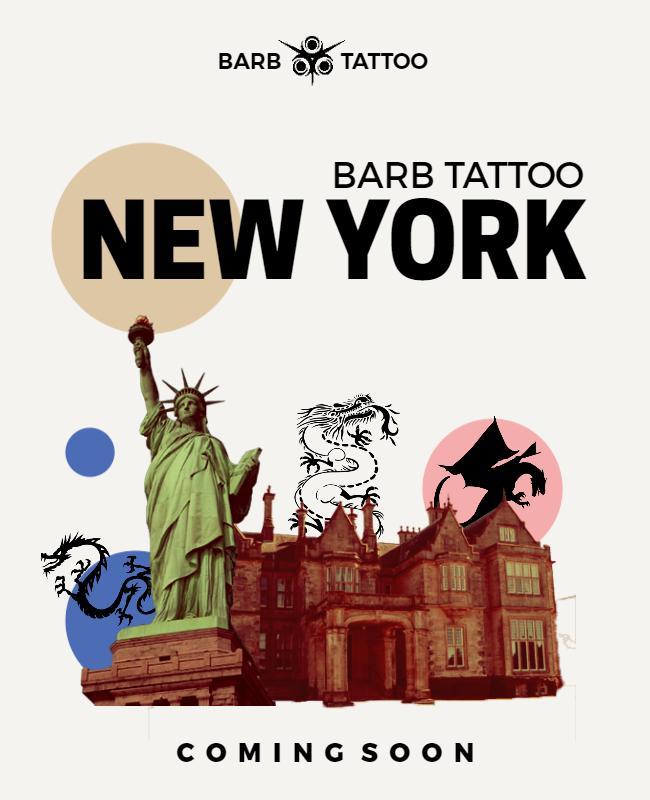 Artistic Dragon and Statue Theme Tattoo Studio Poster Template