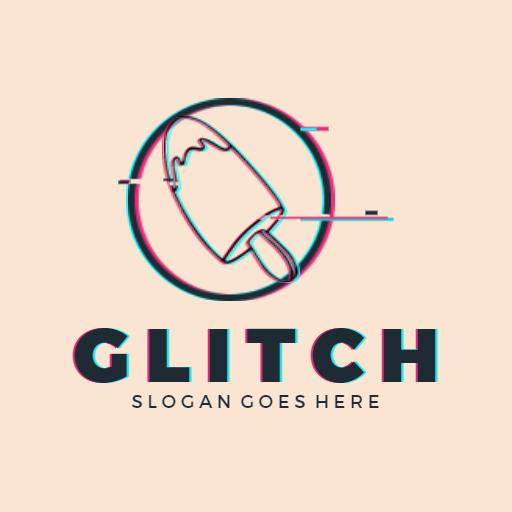 Artistic Glitch Design Featuring Ice Cream Icon Logo Template