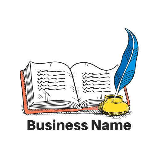 Artistic Open Book and Quill Emphasizing Poetry Creation Logo Template