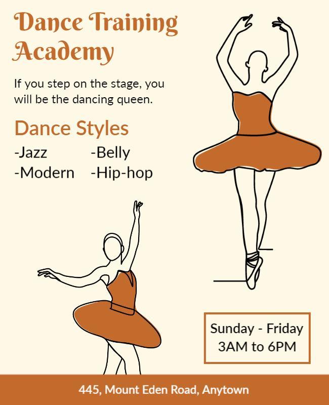 Artistic Orange Dance Training Academy Flyer Template