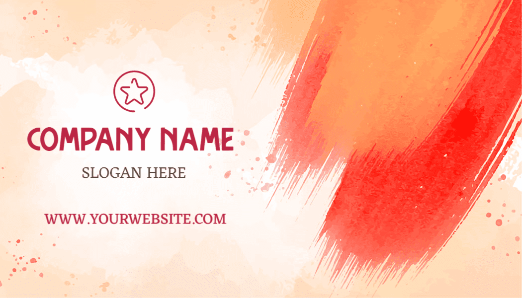 Artistic Orange Watercolor Brush Stroke Business Card Template