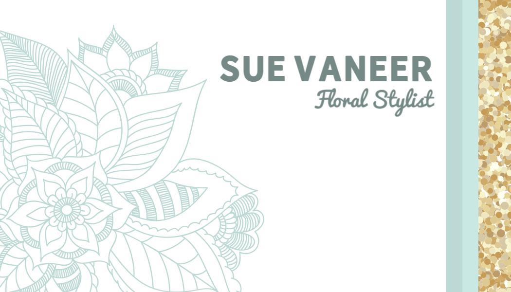 Artistic Pale Blue Floral Design for Stylist Business Card Template